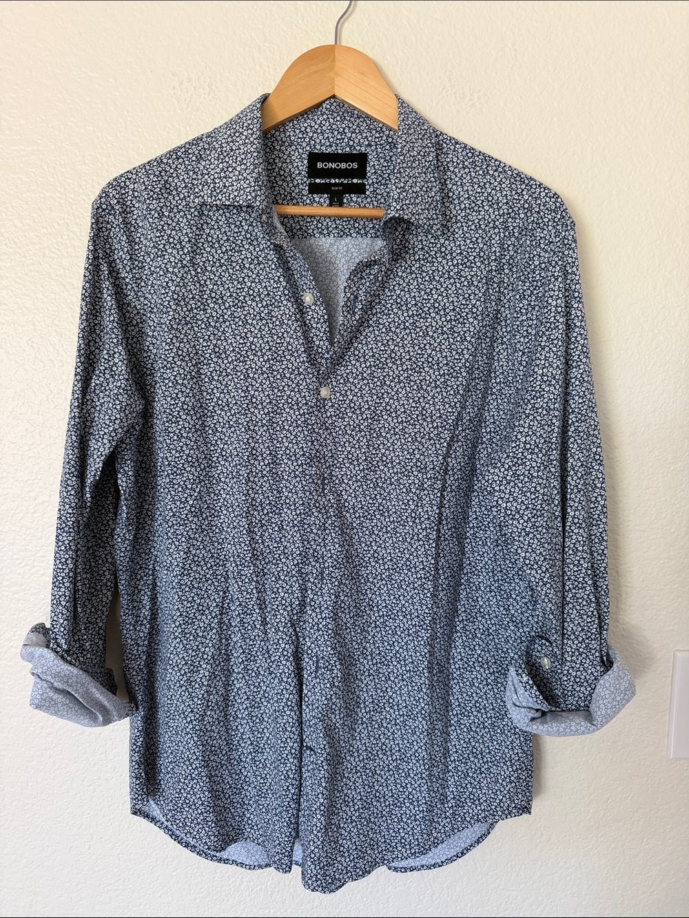 Bonobos Men's Blue Micro Floral Button-Up Shirt